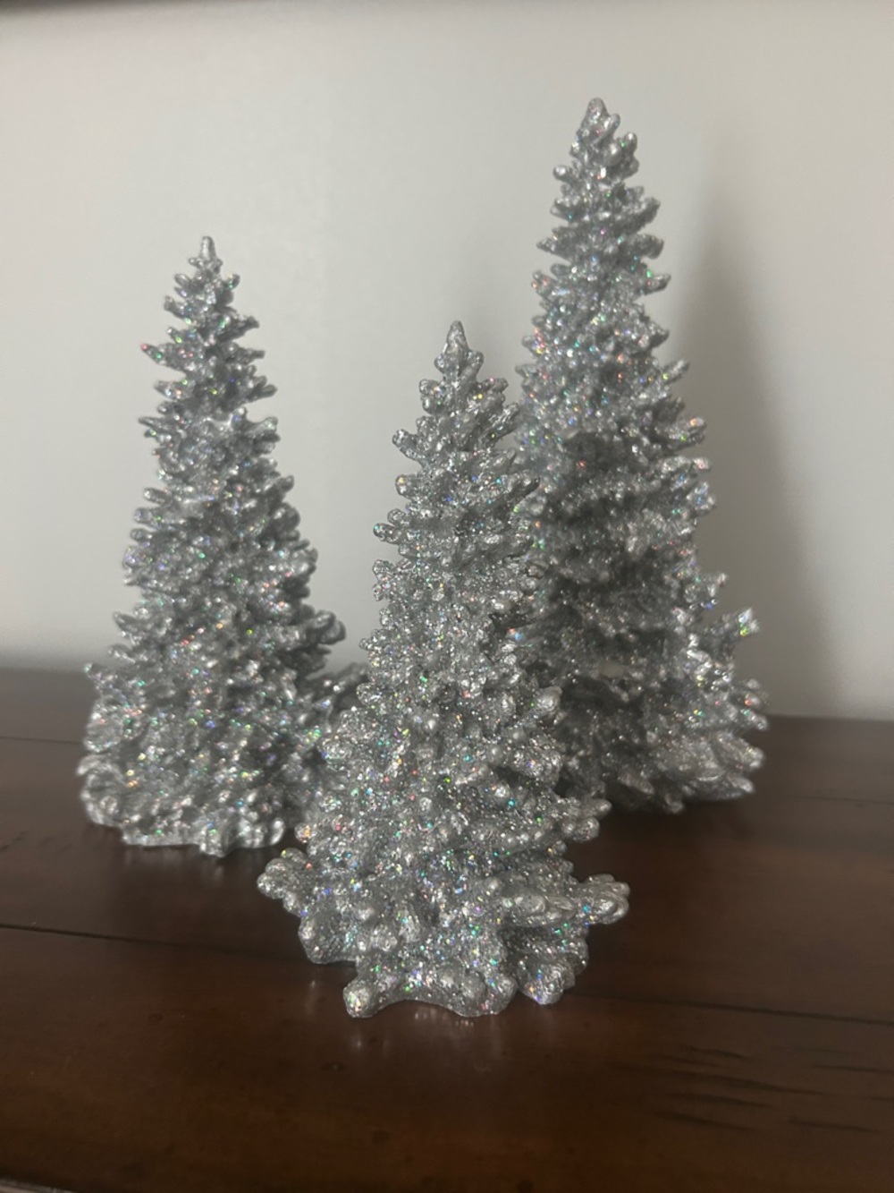 Department 56 Silver Glitter Pine Tree Trio Holiday Décor